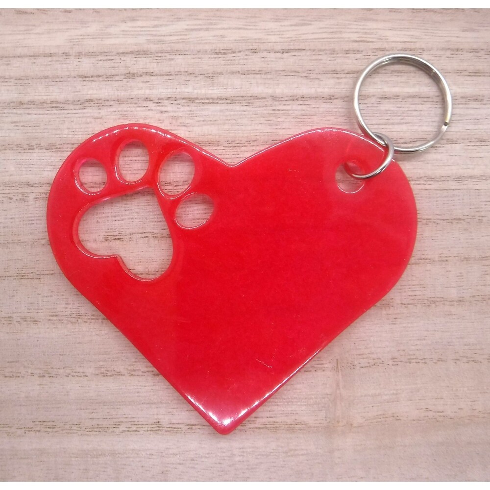 Keychain Heart w/ Paw Print